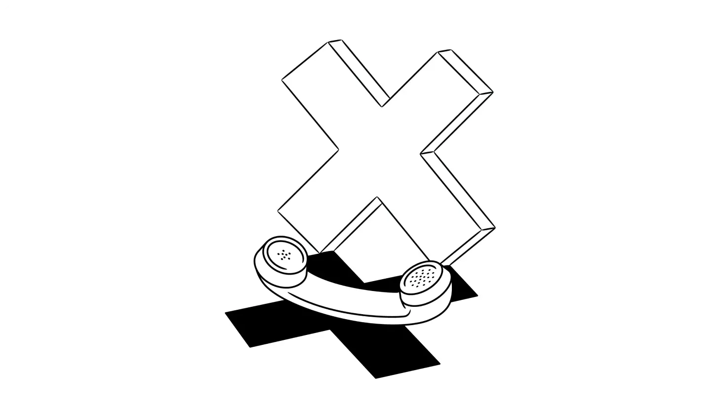 Illustration of a phone with a large X over it